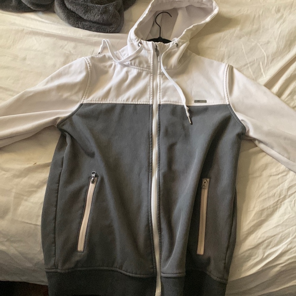 White and grey empyre jacket.